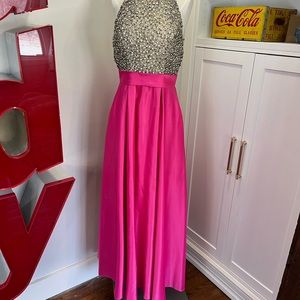 Hot pink and beaded prom dress size 6